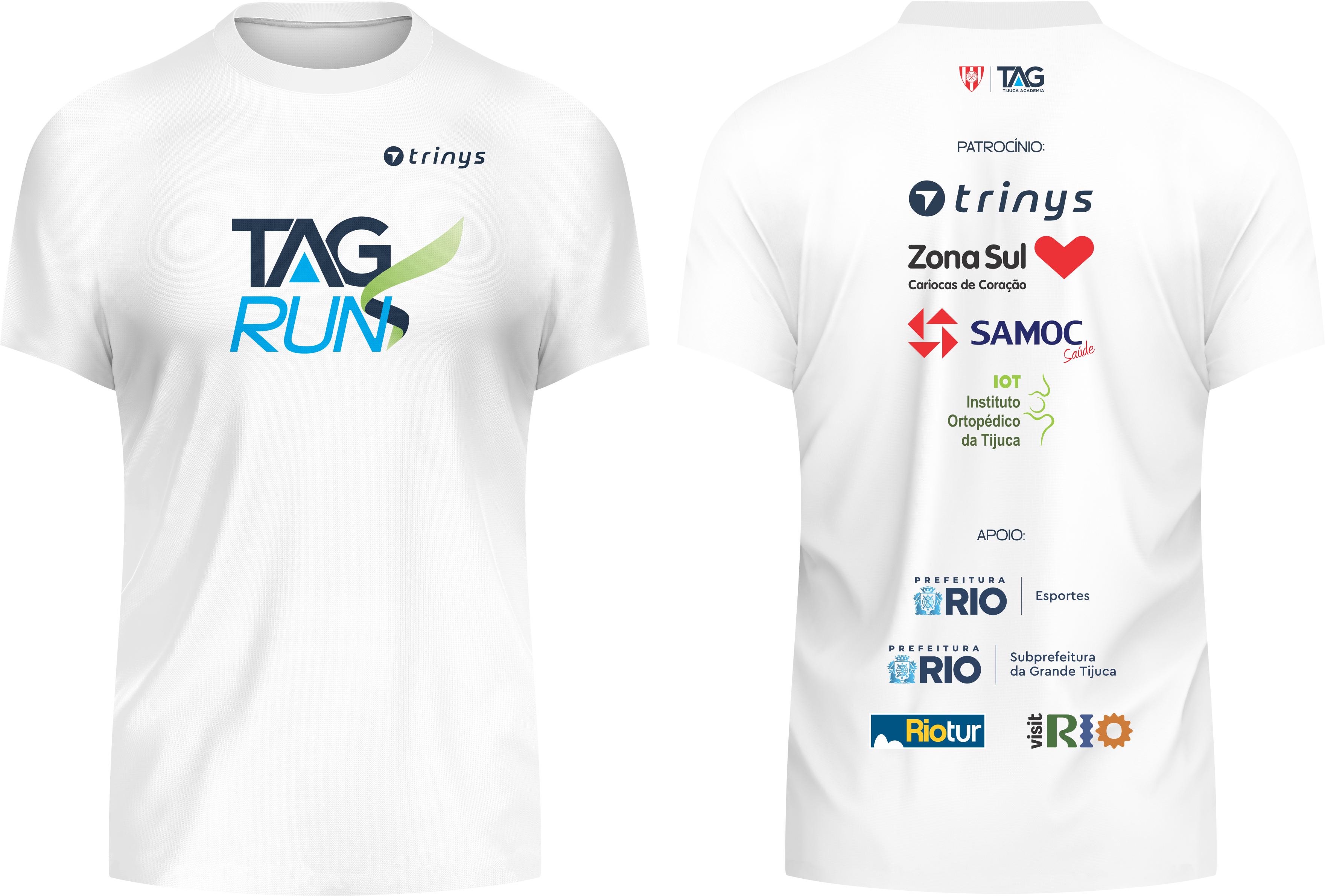 Camisa oficial TAG RUN 2026, frente e costas